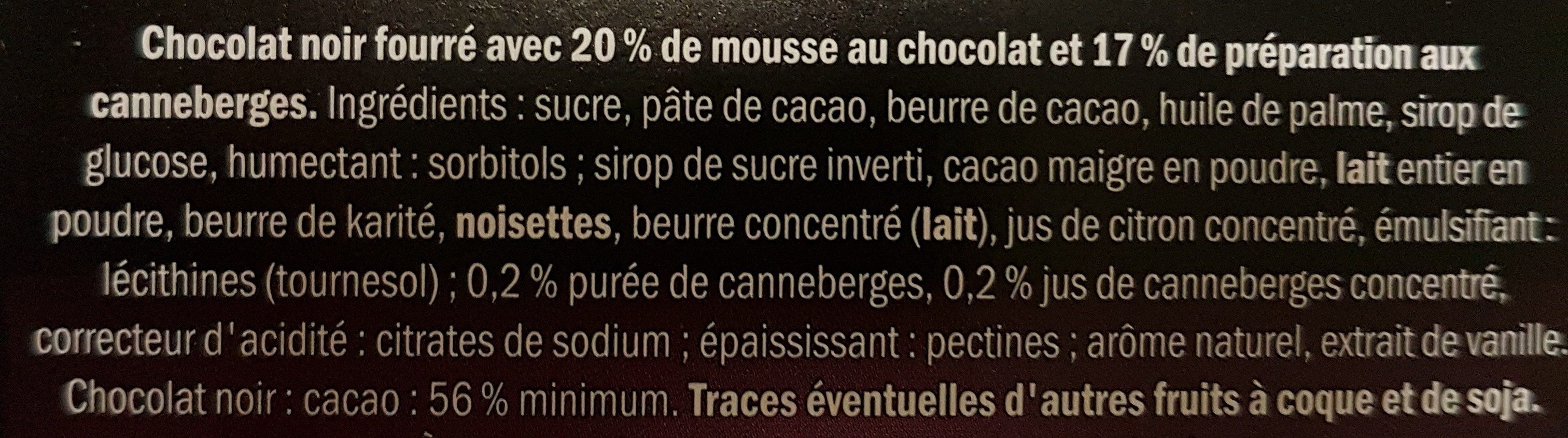 Mousse au chocolat cranberry - Ainesosat - fr