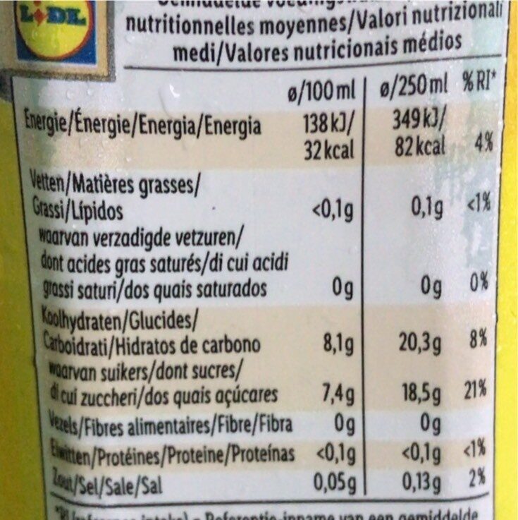 Aloe Vera drink - Tableau nutritionnel