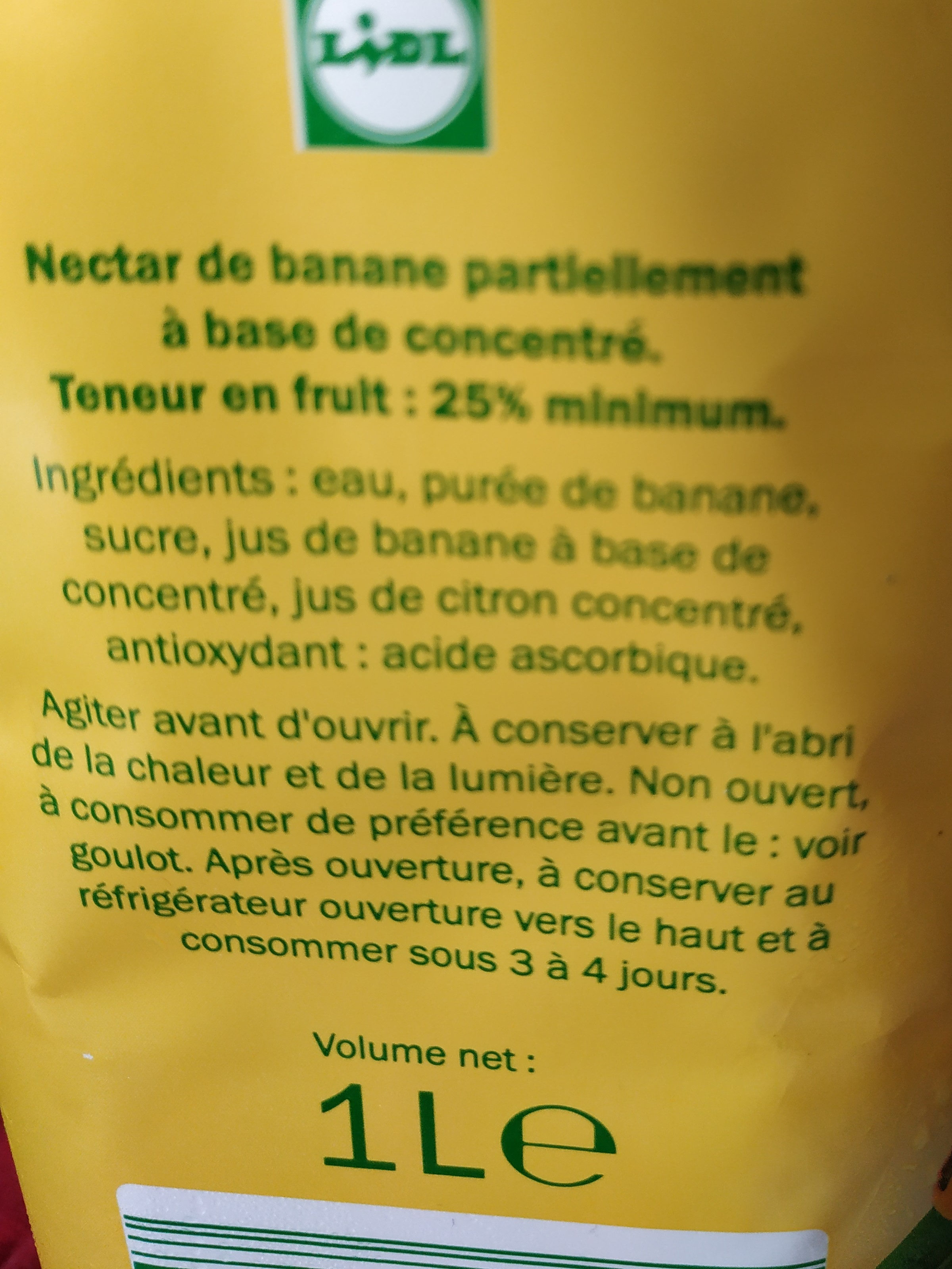 Nectar banane - Ingredients - fr