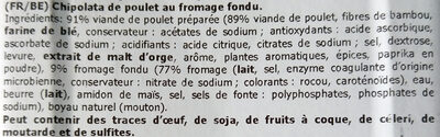 Chipolata de poulet au fromage - Ingredients - fr