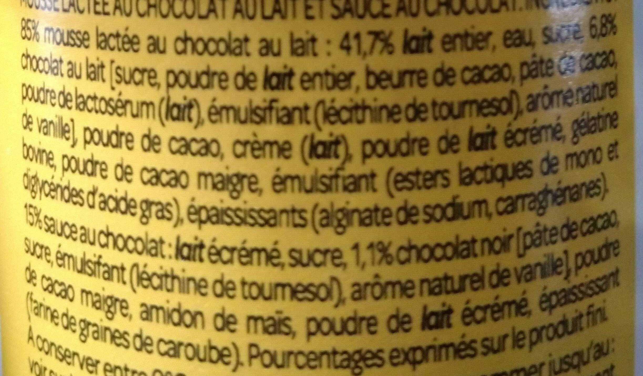 Mousses chocolat au lait avec coulis - Ingredientes - fr