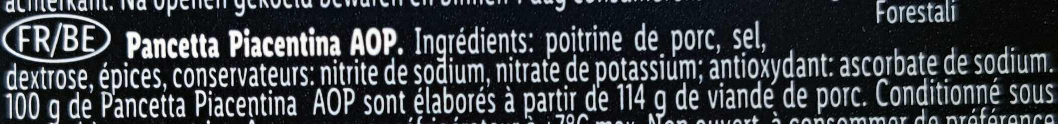 Pancetta piacentina DOP - Ingrédients