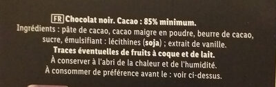 Chocolat noir - 85% cacao - Ingrédients