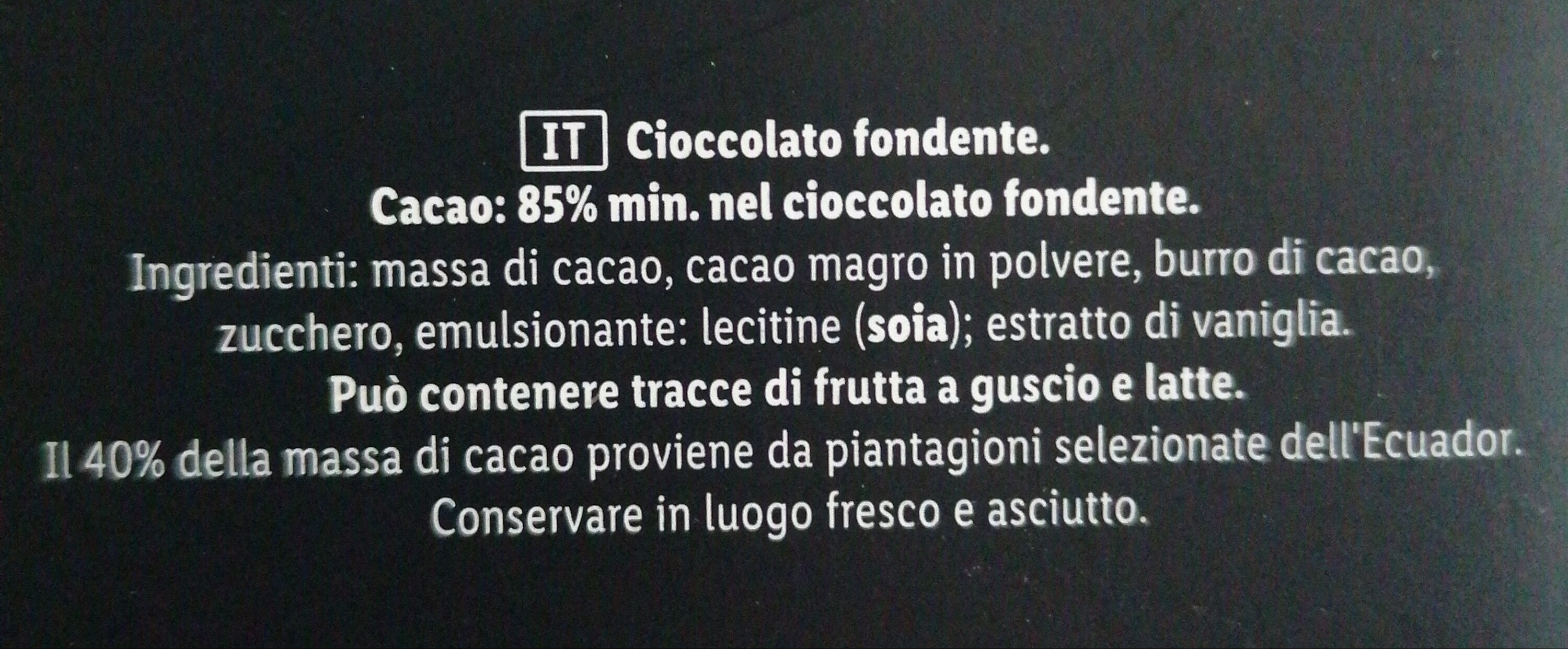 Chocolat noir - 85% cacao - Ingredienti
