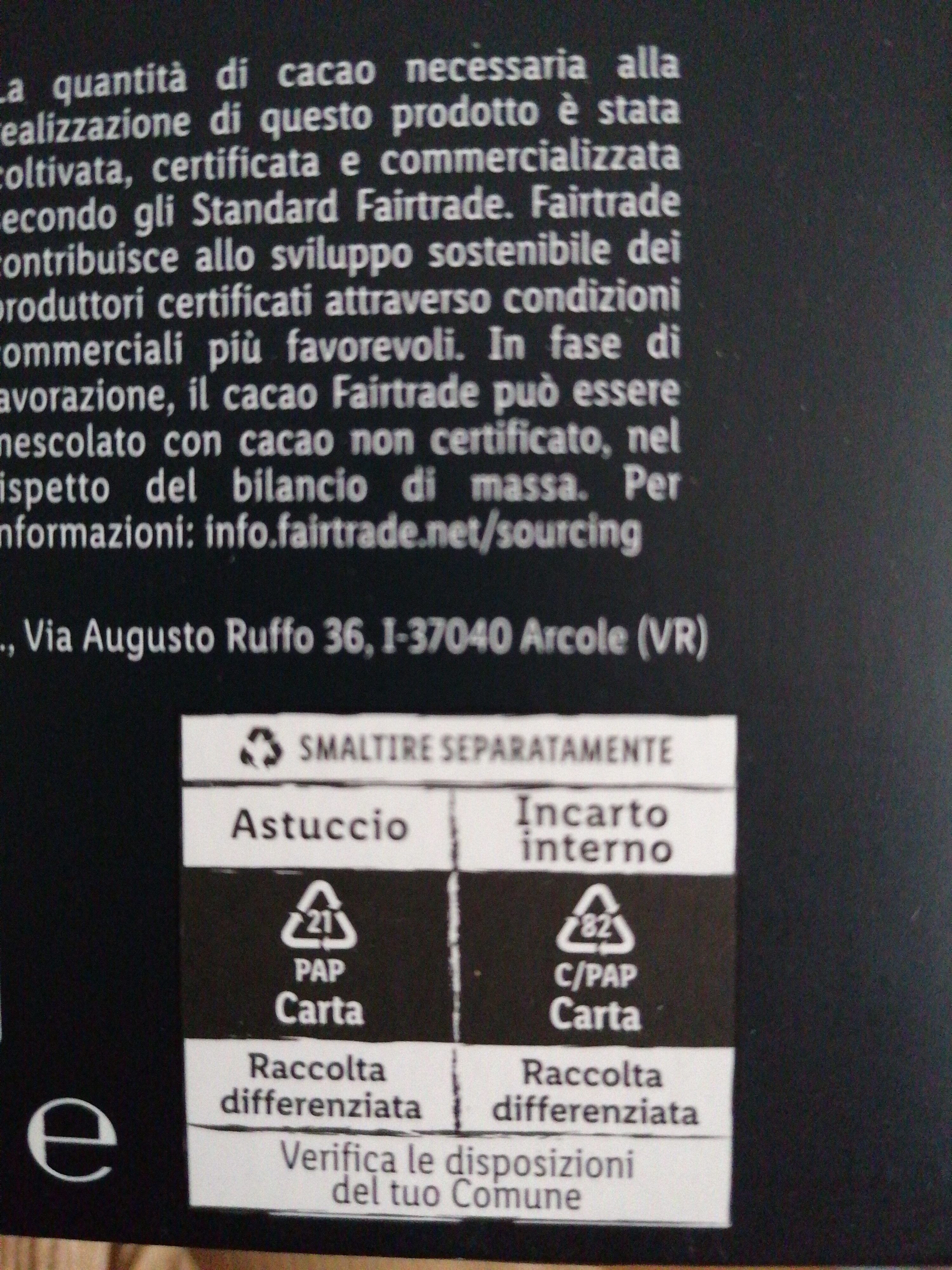 Chocolat noir - 85% cacao - Istruzioni per il riciclaggio e/o informazioni sull'imballaggio
