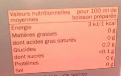 Infusion camomille - Tableau nutritionnel