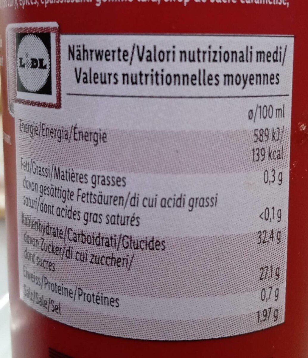 Ketchup curry - Hot - Nutrition facts - fr