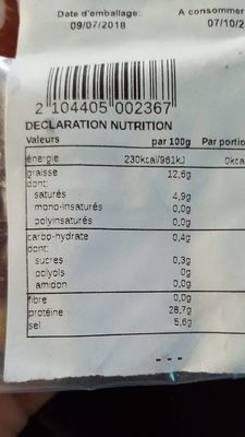 Jambon sec 12 mois tranché - Nutrition facts - fr