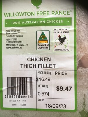 Willowton Free Range Chicken Thigh Fillet - Product