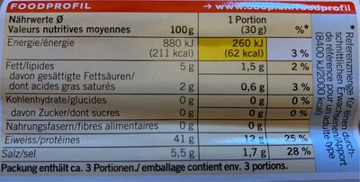 Viande des Grisons IGP - Valori nutrizionali - fr