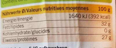 Le Gruyère - Valori nutrizionali - fr