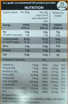 Honey nut corn flakes - Nutrition facts