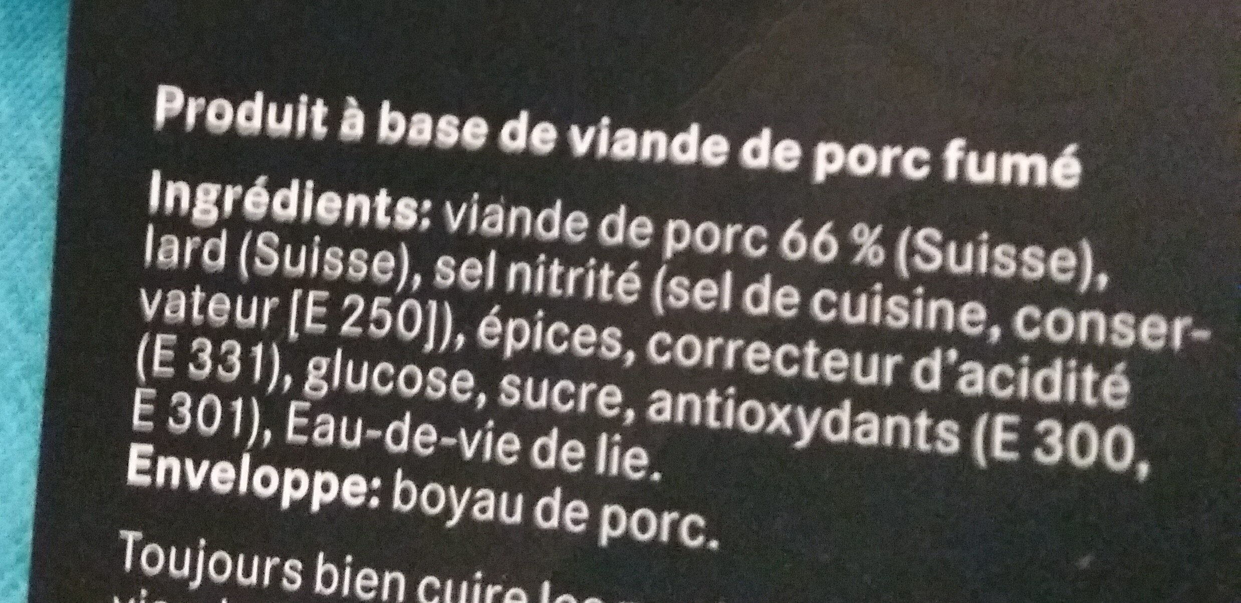 saucisson vaudois - Ingredients - fr