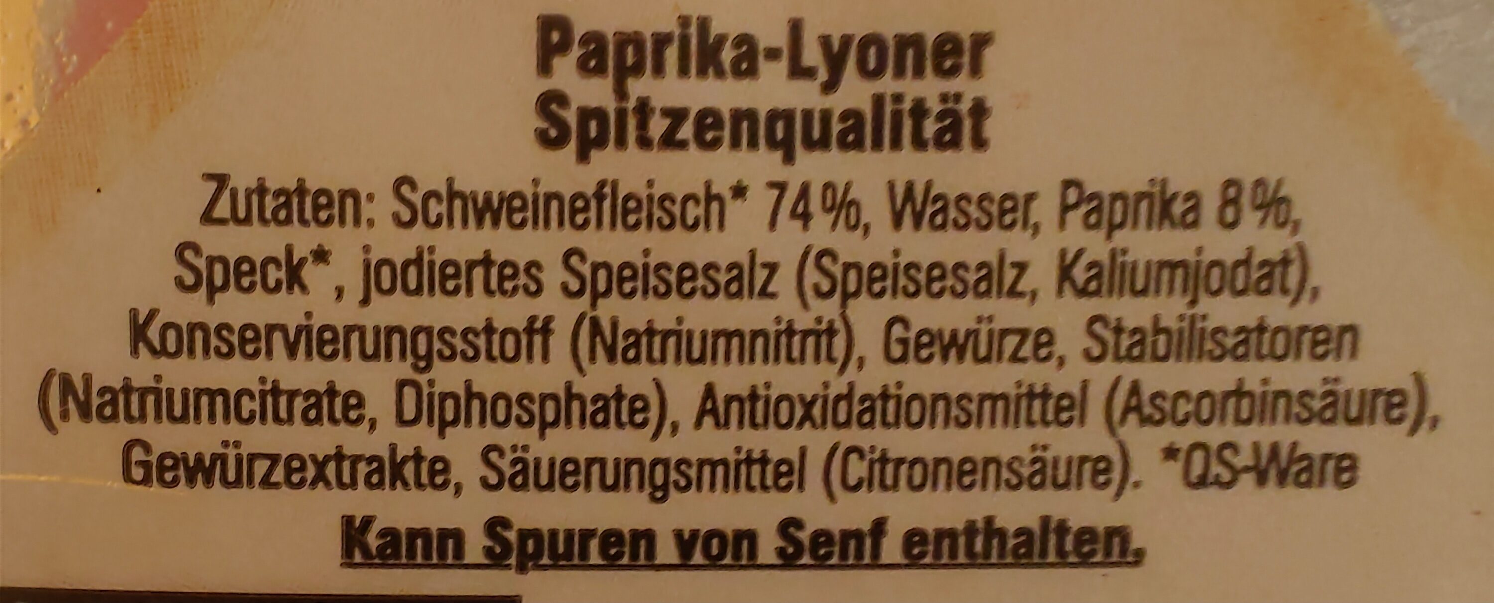 Paprika Lyoner - Zutaten