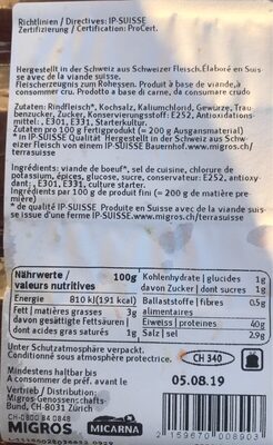 Viande des grisons - Valori nutrizionali - fr