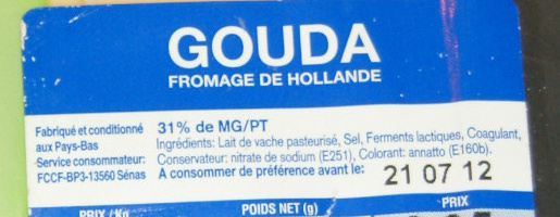 Gouda (31% MG) - Ingredients - fr