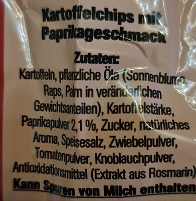 Chips Paprika - Zutaten