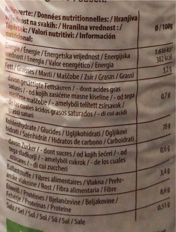 Tortitas de arroz bio - Nährwertangaben
