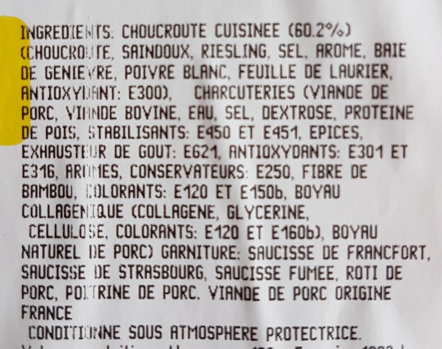 Choucroute garnie - Zutaten - fr