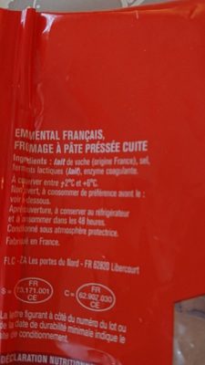 Emmental français - Ingredients - fr