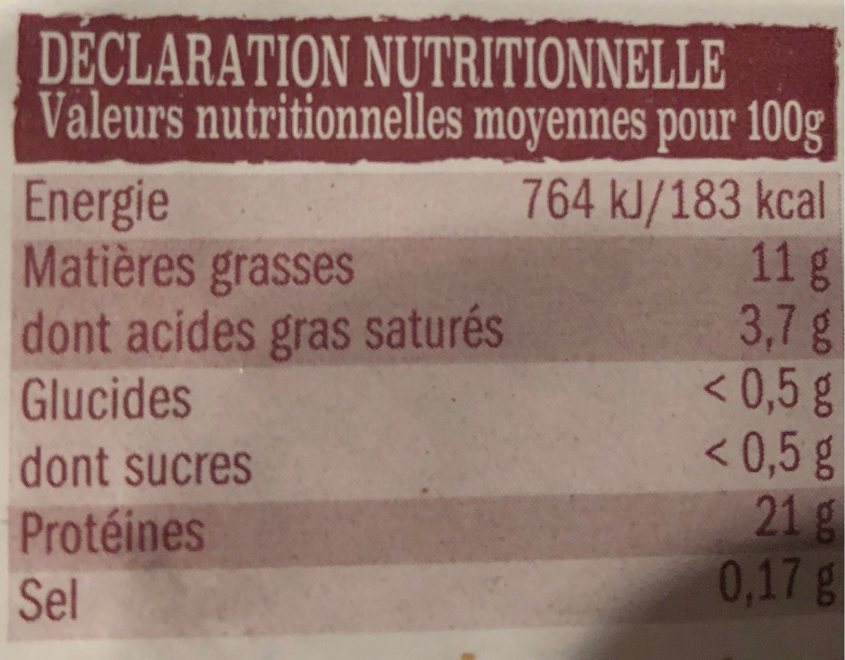 Poulet fermier l’orleanais - Nutrition facts - fr