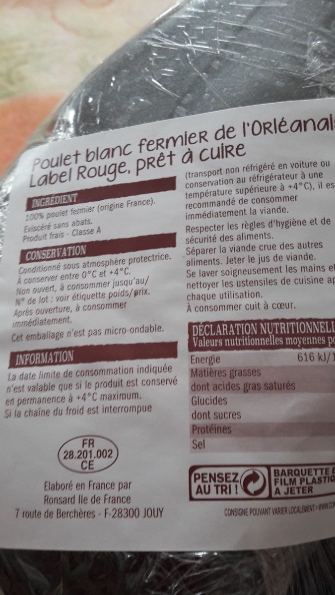 Poulet fermier - Ingredients - fr