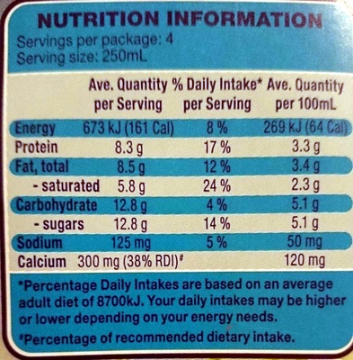 Farmdale Full Cream - Nutrition facts