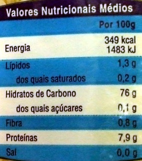 Arroz - Nutrition facts - pt