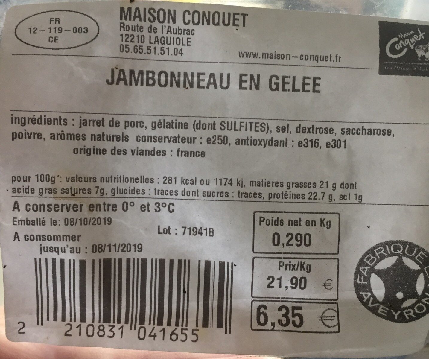 Jambonneau en gelée - Product - fr