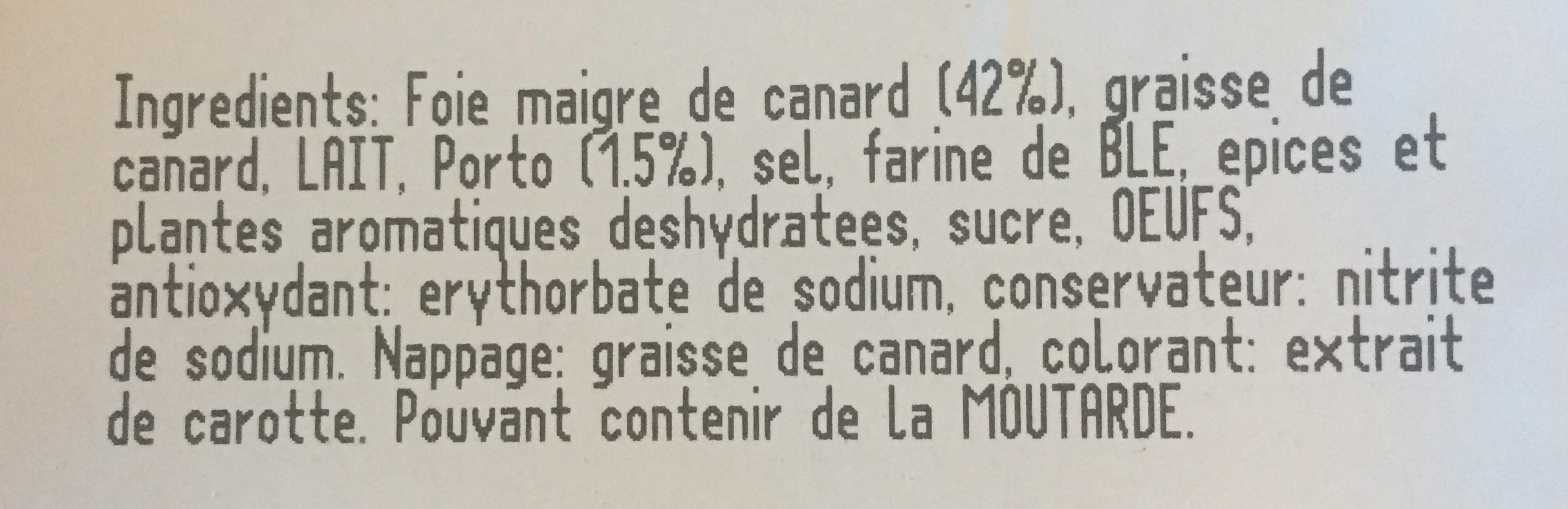 Mousse pur canard qualité supérieure - Ingredienti - fr
