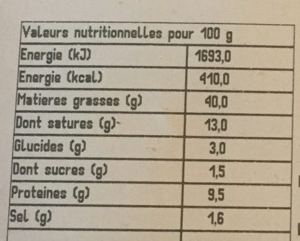 Mousse pur canard qualité supérieure - Näringsfakta - fr