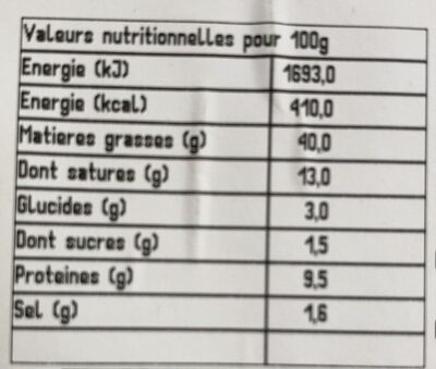 Mousse pur canard qualité superieure - Nutrition facts - fr