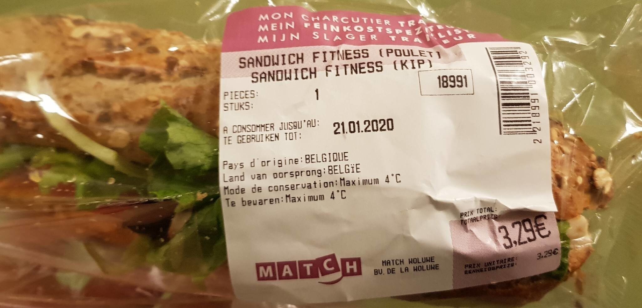 Sandwich fitness (poulet) Match - Produit