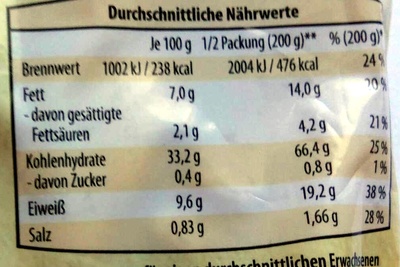 Tortelloni Fleisch/Käse - Nährwertangaben