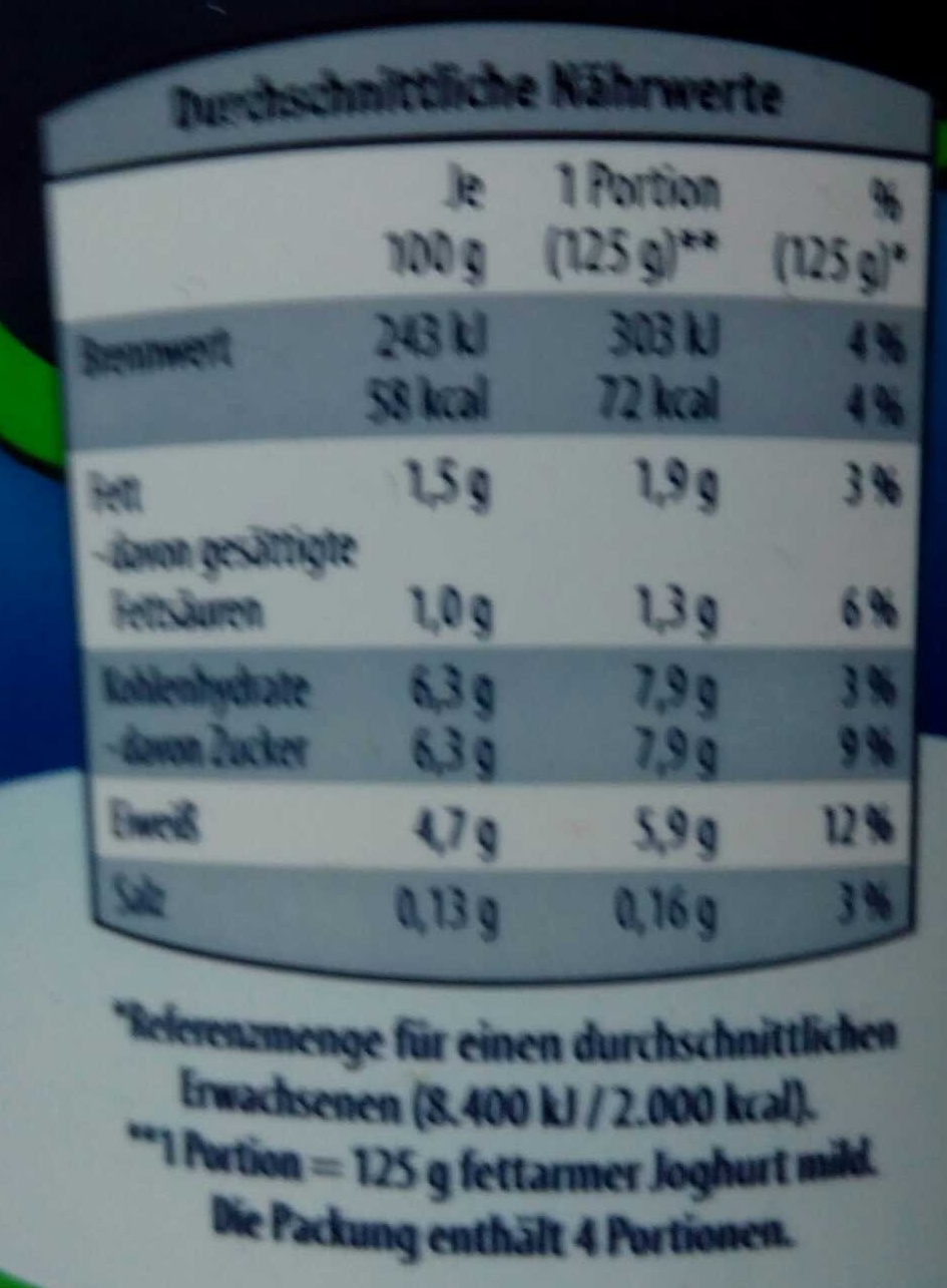 Fettarmer Joghurt mild 1,5% Fett - Näringsfakta - de