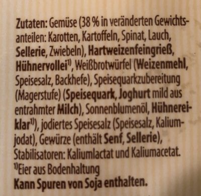 Landvogt Gemüse Maultaschen - Ingredients - de
