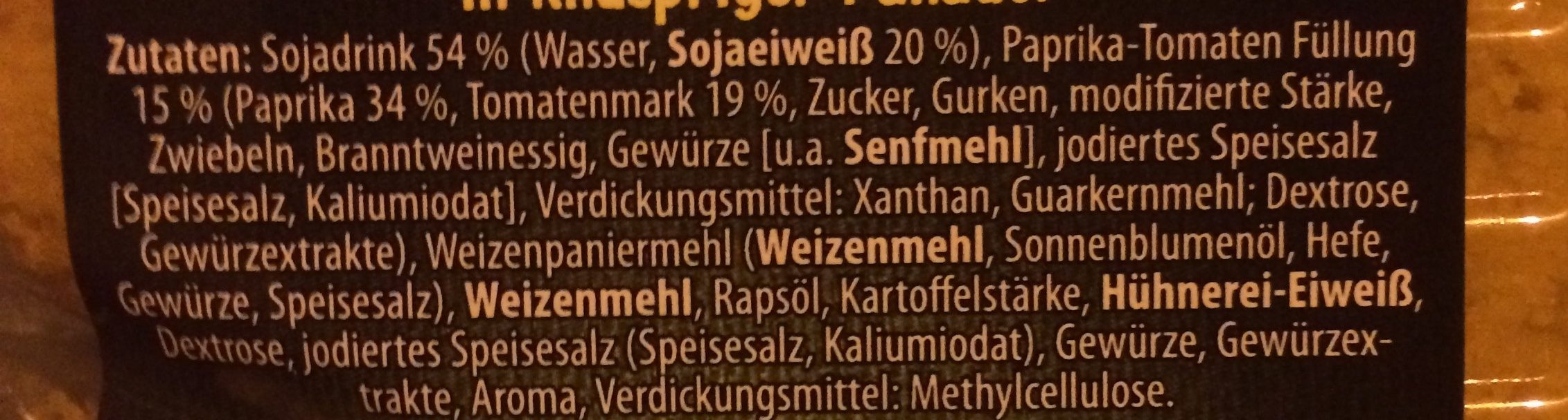Veggie Schnitzel mit emmentaler Füllung - Ingredients - de