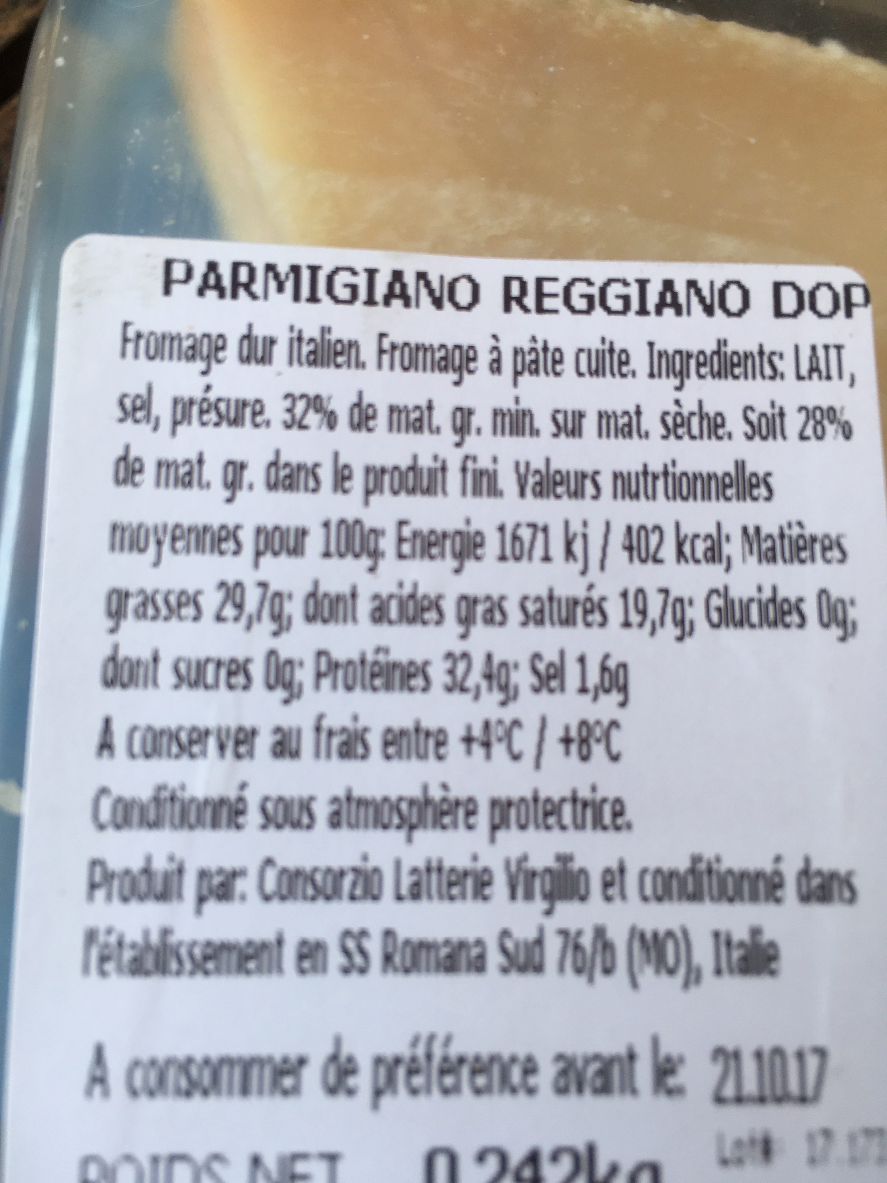 Parmigiano reggiano - Fromage dur italien - Fromage à pâte cuite - Ingrédients