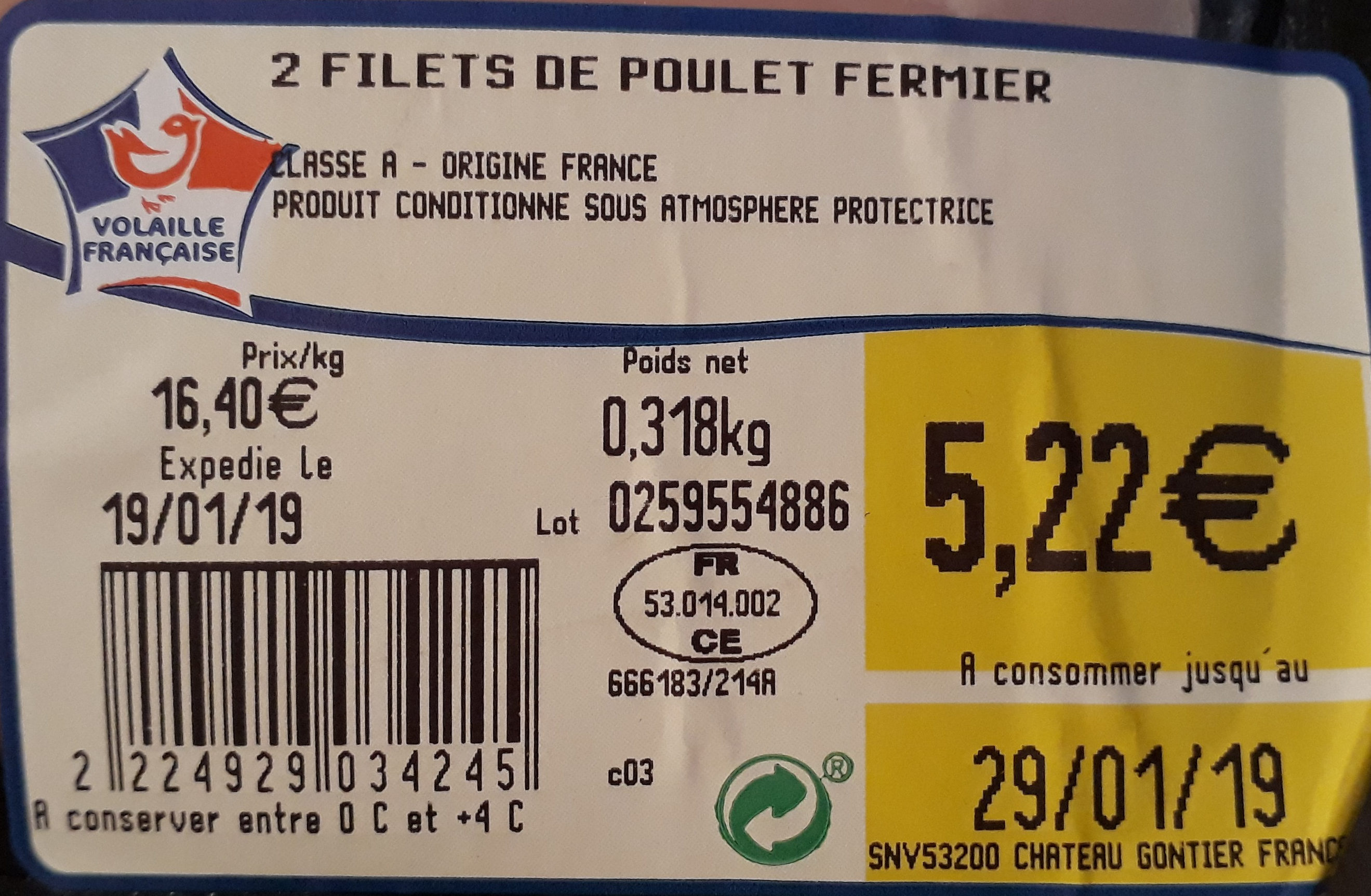 Filets de poulet fermier blanc - Ingredients - fr