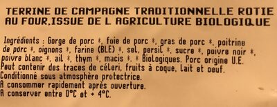 Terrine de campagne bio - Ingredients - fr