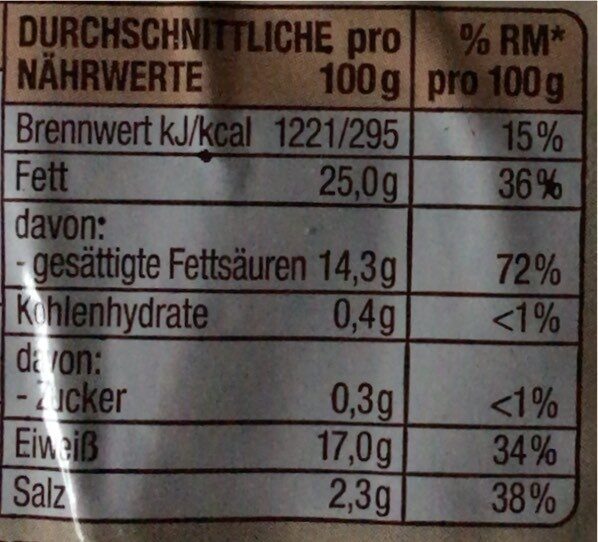 Bauchspeck - Nutrition facts - de