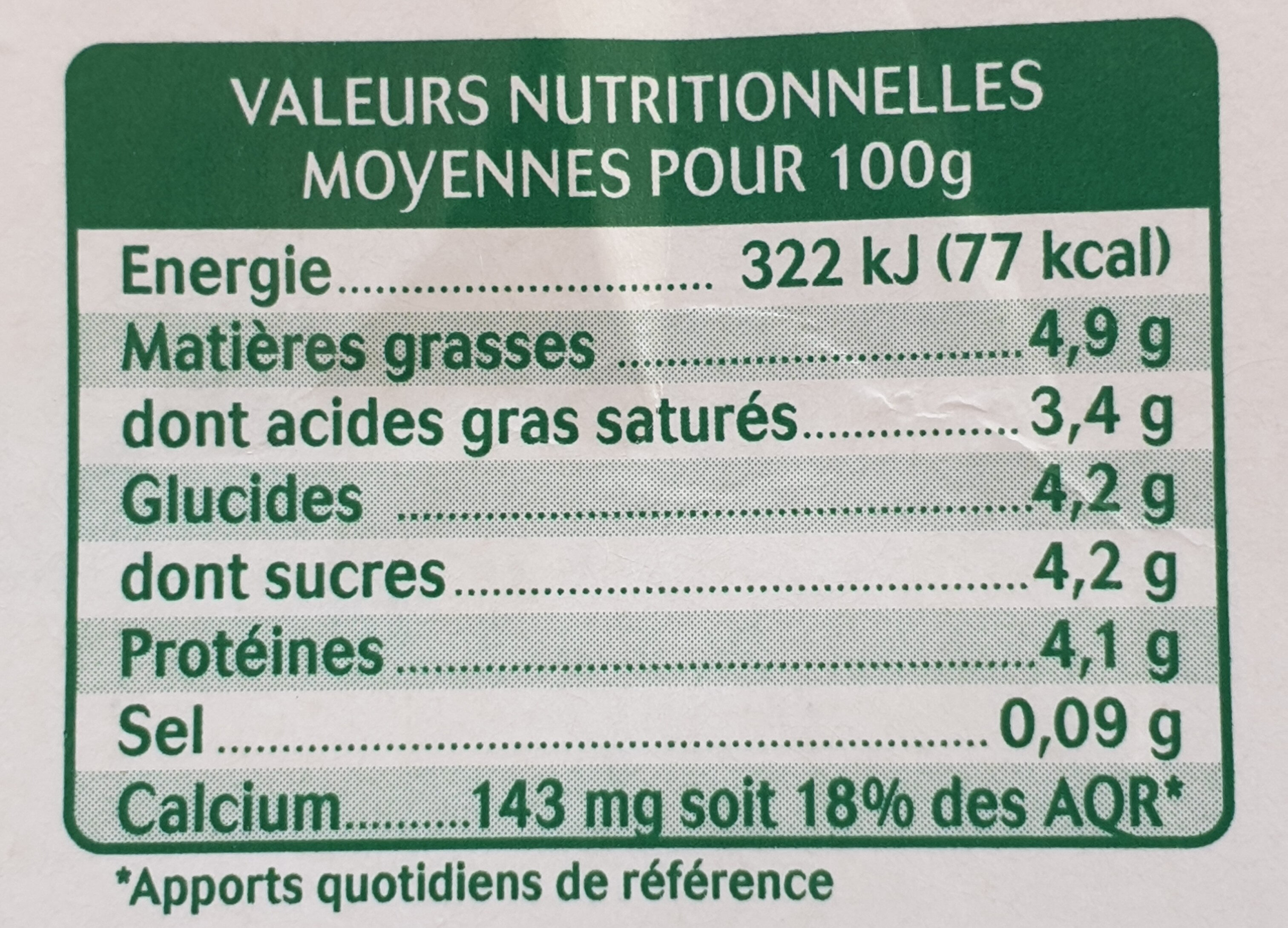 Yaourt Nature au lait de Chèvre - Nutrition facts - fr