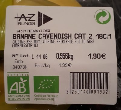 Banane cavendish - Ingrédients