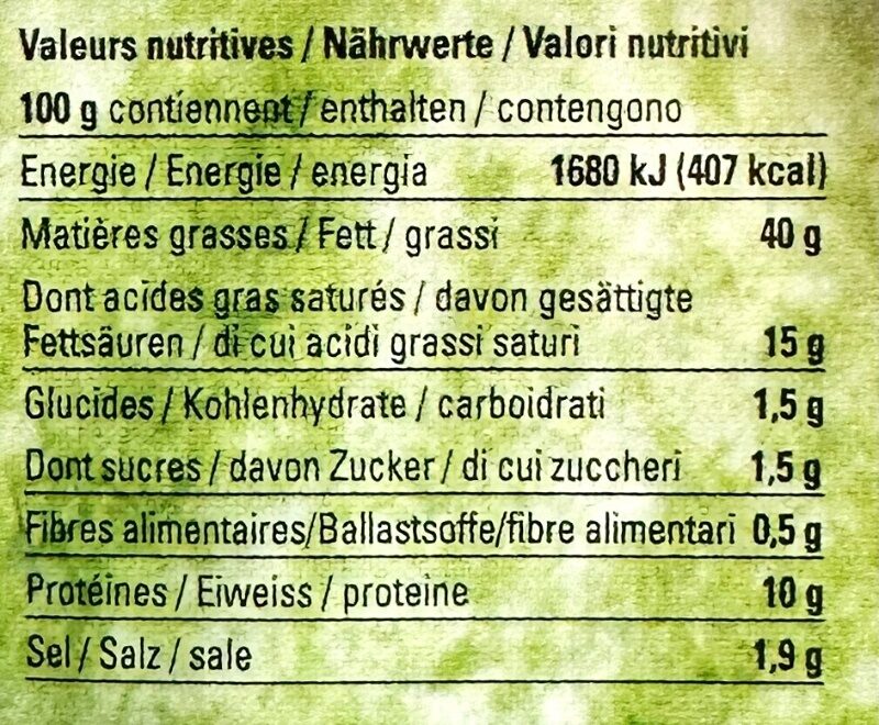 Saucisse aux choux vaudoise IGP (330 - 360 g) - Nährwertangaben