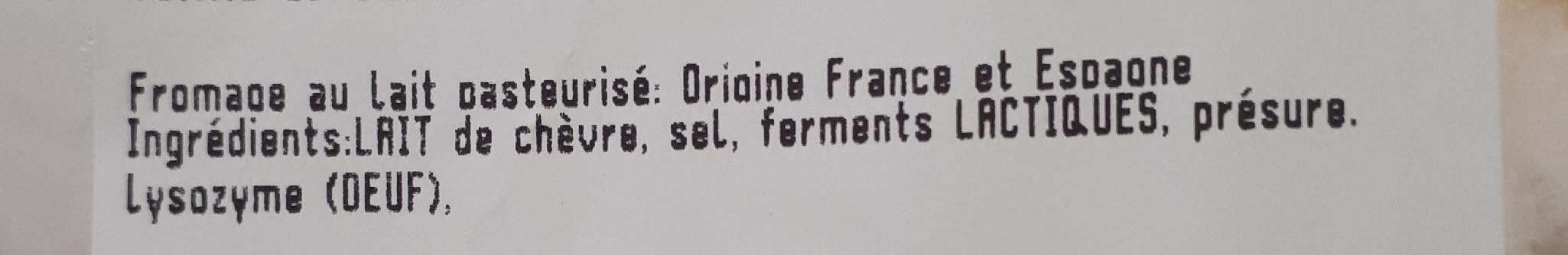 Tomme de Chèvre artisanale - Ingredients - fr