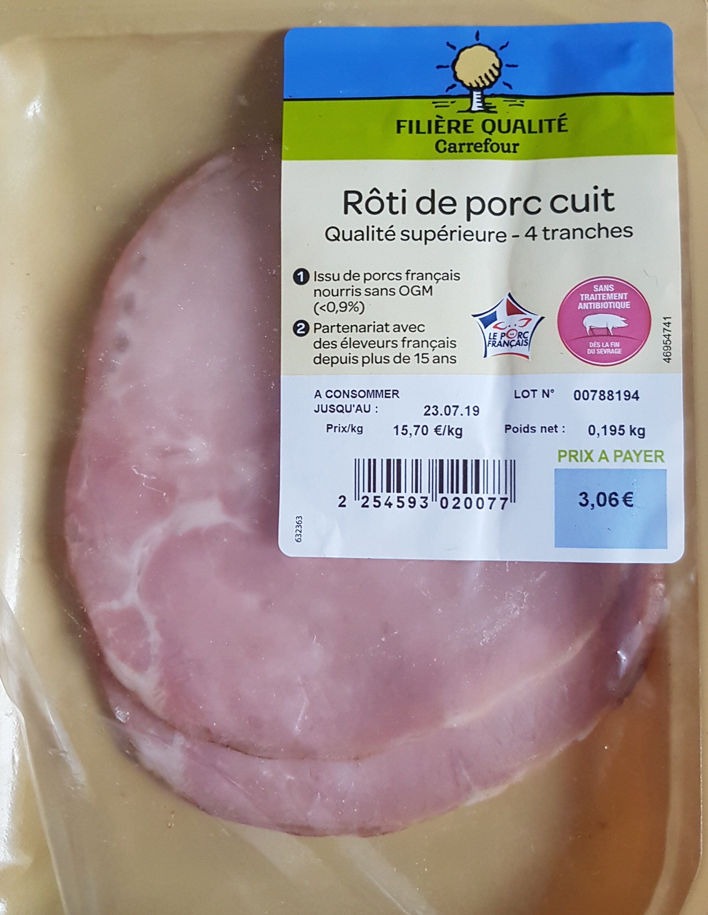 Roti de porc cuit - Product - fr