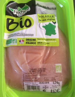 Escalope extra fines de poulet fermier bio - Produit