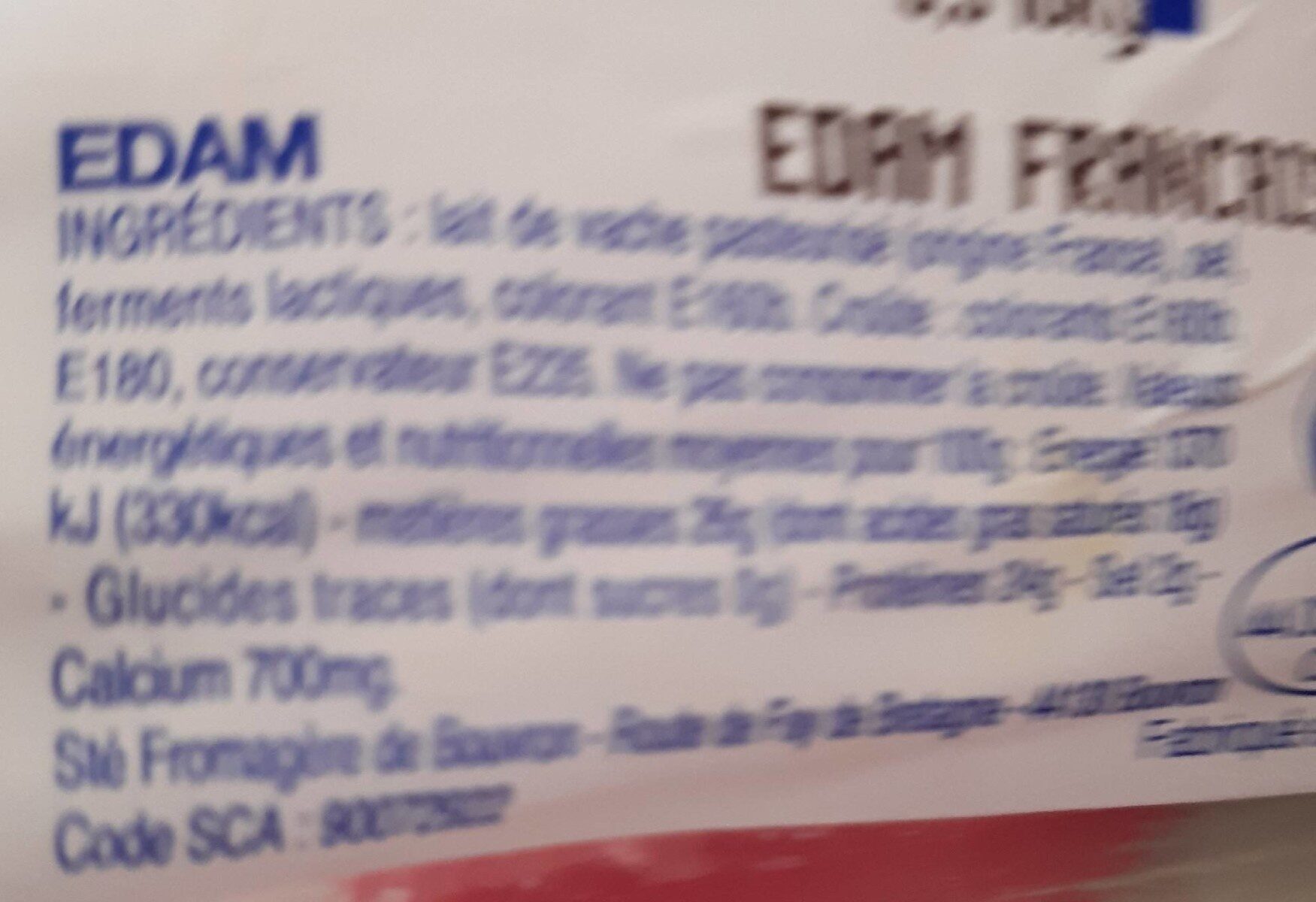 EDAM Français - Nutrition facts - fr