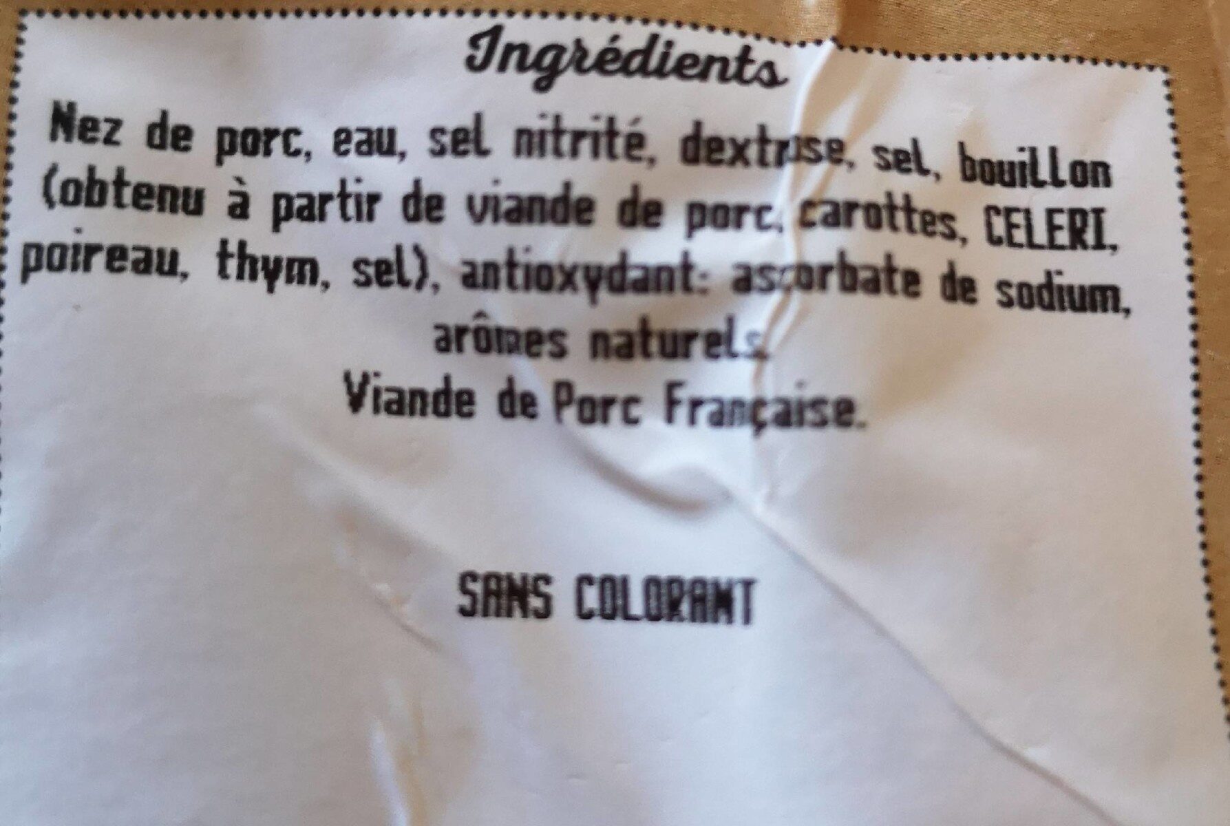 Nez de cochon cuits - Ingredients - fr