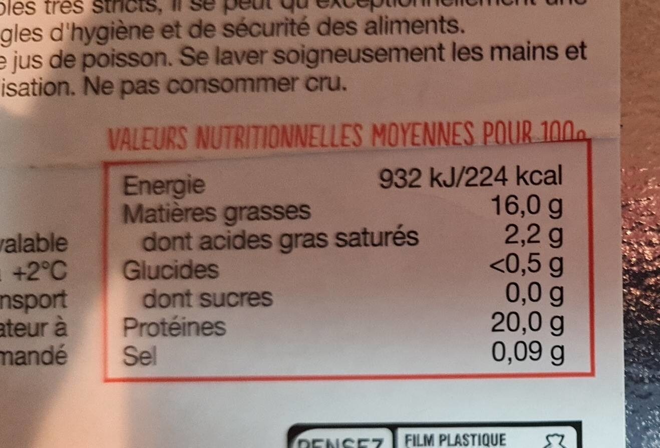 Filet saumon asc - Voedingswaarden - fr